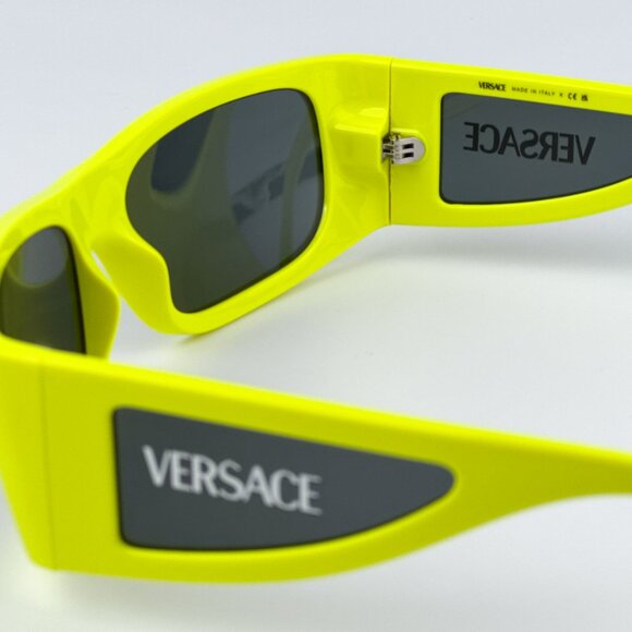 Versace VE4482 544987 BRAND NEW Sunglasses Yellow Fluo Grey Rectangular Unisex - Picture 9 of 11